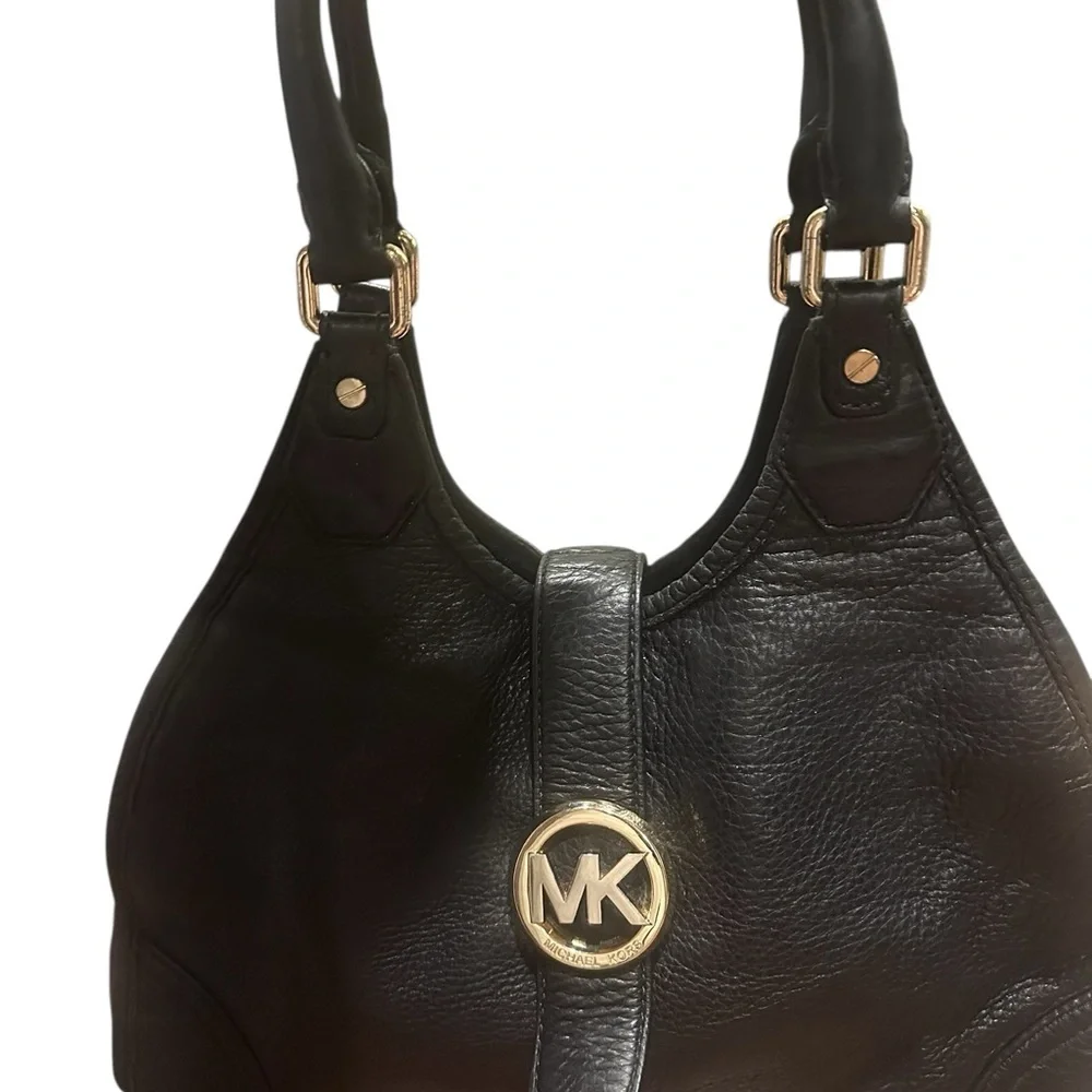 Michael Kors Black Leather Hudson Shoulder Bag Pebble Butter Leather! Non-Smoker - Picture 2 of 16